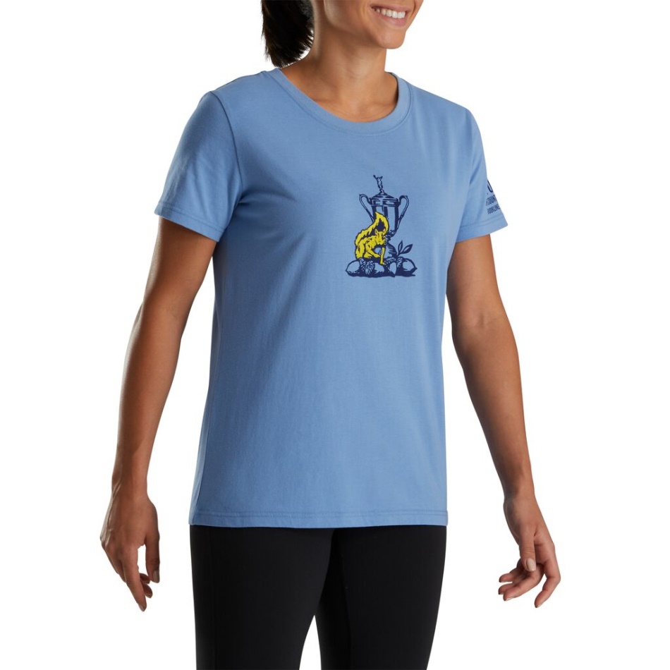 2022 Eua Camiseta Open Squirrel Gráfico Feminino Estilo Da Estação Anterior Céu Azul Footjoy Pt