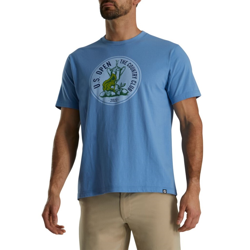 2022 Eua Gráfico De Círculo Aberto Camiseta Estilo Da Temporada Anterior Céu Azul Footjoy Pt