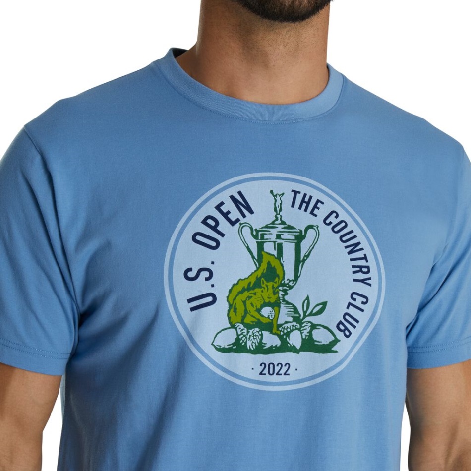 2022 Eua Gráfico De Círculo Aberto Camiseta Estilo Da Temporada Anterior Céu Azul Footjoy Pt