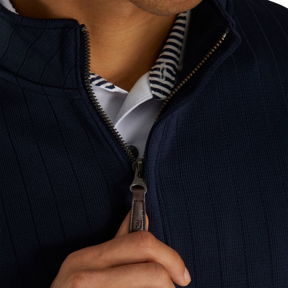 Agulha Gota Meio Zíper Cintura Franzida Marinho Footjoy Pt