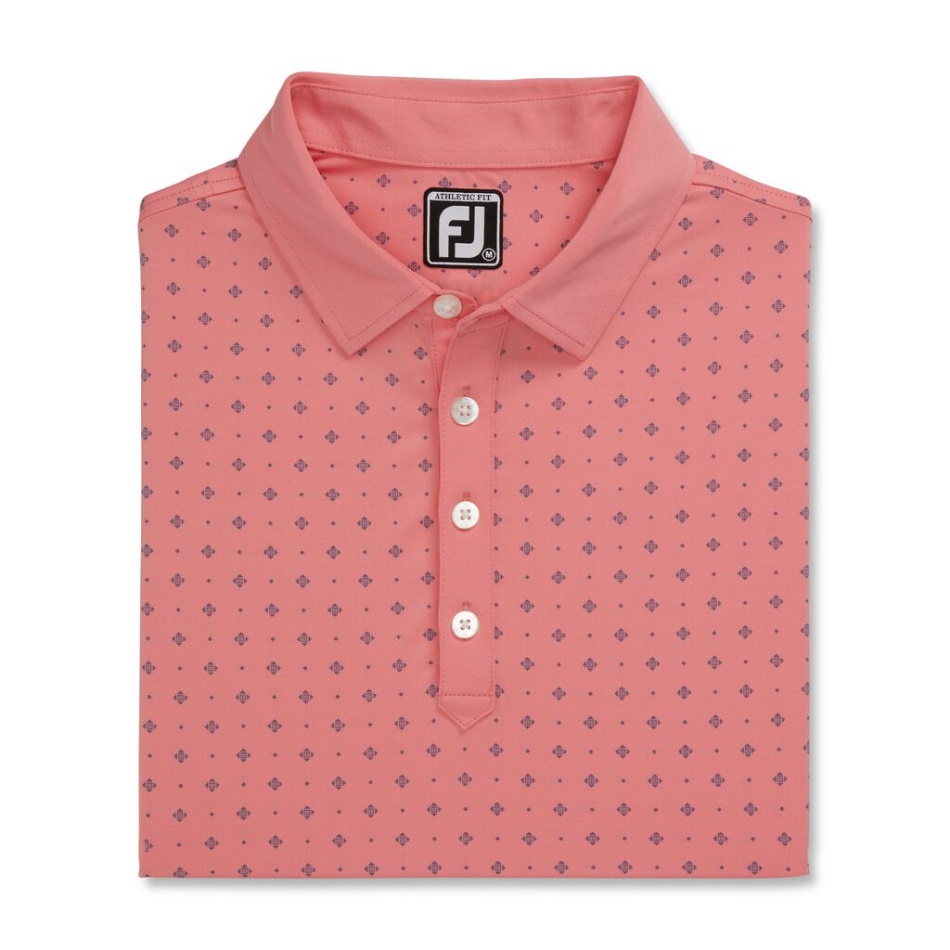 Ajuste Atlético Estampa Deco Colarinho Footjoy Pt Coral Rosa Ardósia