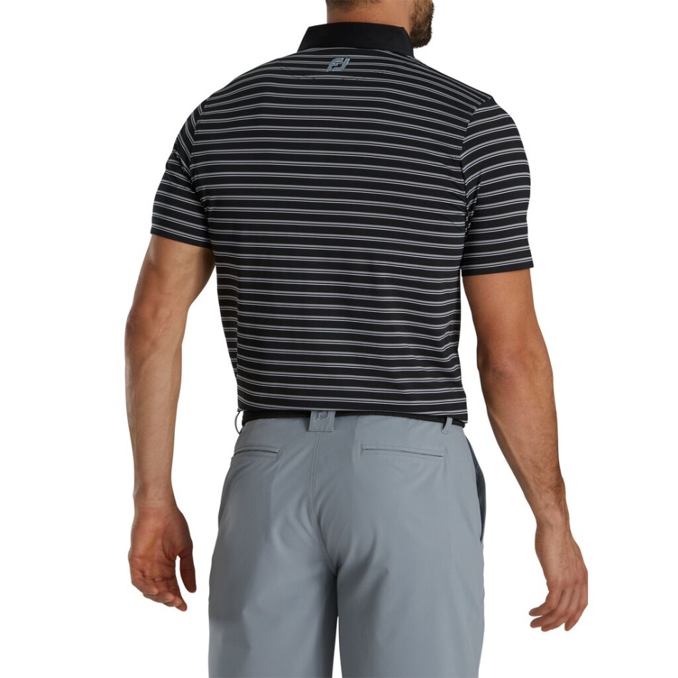 Ajuste Atlético Multi-listras Gola Auto Lisle Preto Footjoy Pt