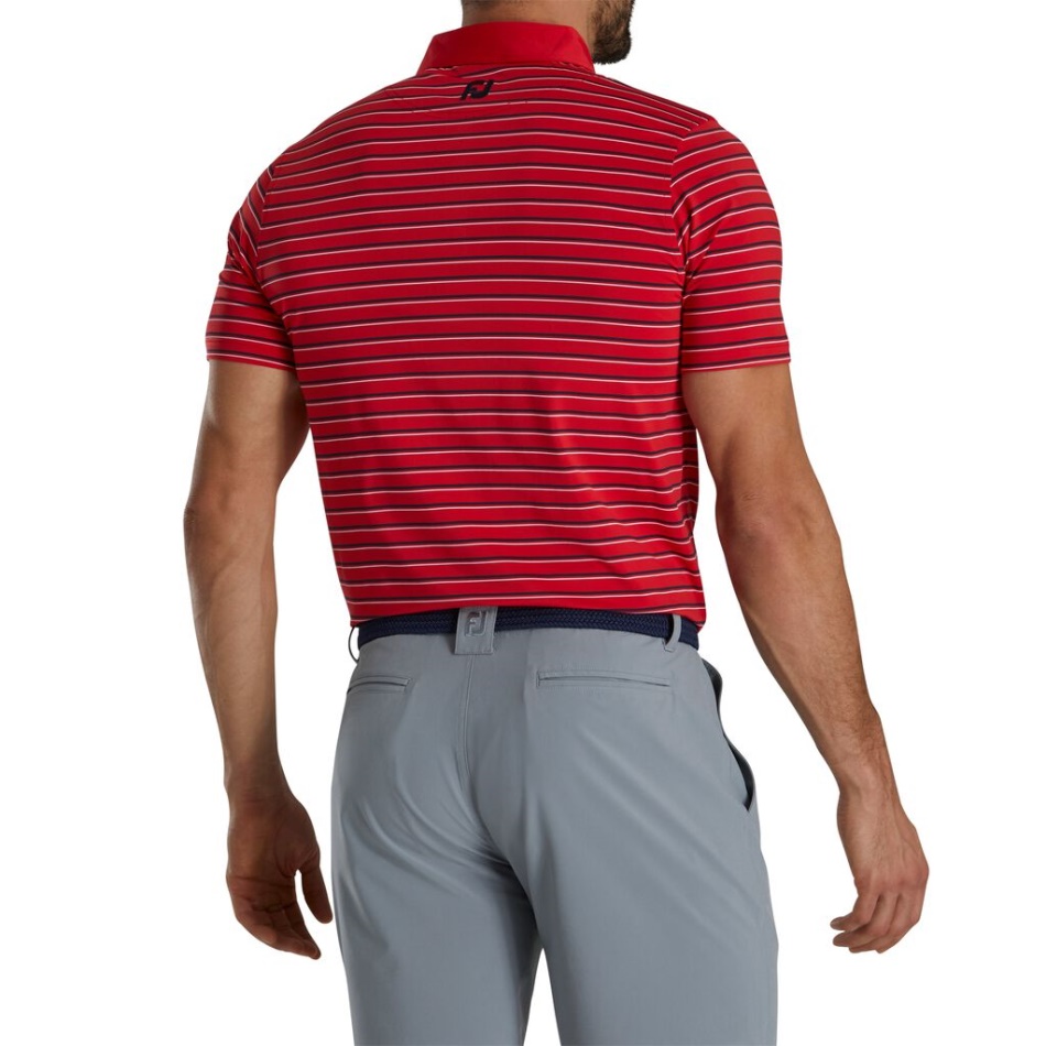 Ajuste Atlético Multi-listras Lisle Auto Colarinho Footjoy Pt Vermelho