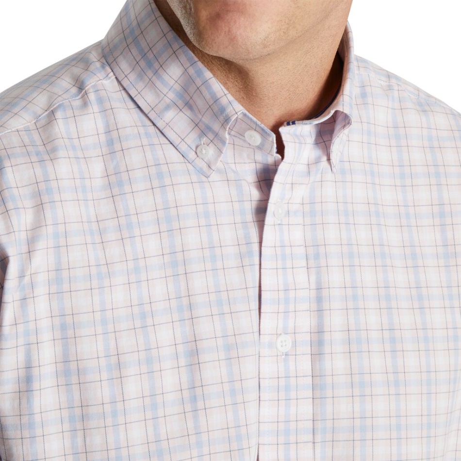 Algodão Elástico Em Xadrez Aberto - Estilo Da Estação Anterior Rosa Claro Footjoy Pt