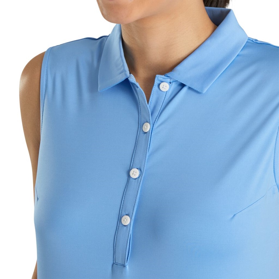 Azul Claro Footjoy Pt Sólido Lisle Mulheres Sem Mangas