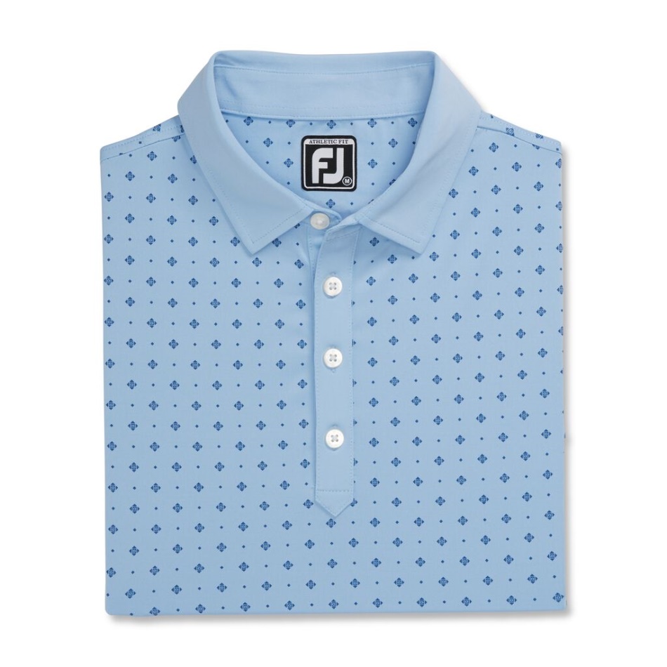 Azul Marinho Claro Fit Atlético Impressão Deco Colarinho Próprio Footjoy Pt