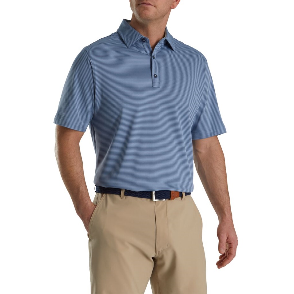 Bluestone-denim Footjoy Pt Feeder Stripe Mix Piquê Elástico Colarinho Próprio