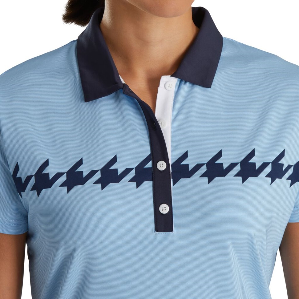 Boné Azul Footjoy Pt Manga Estampado Houndstooth Feminino