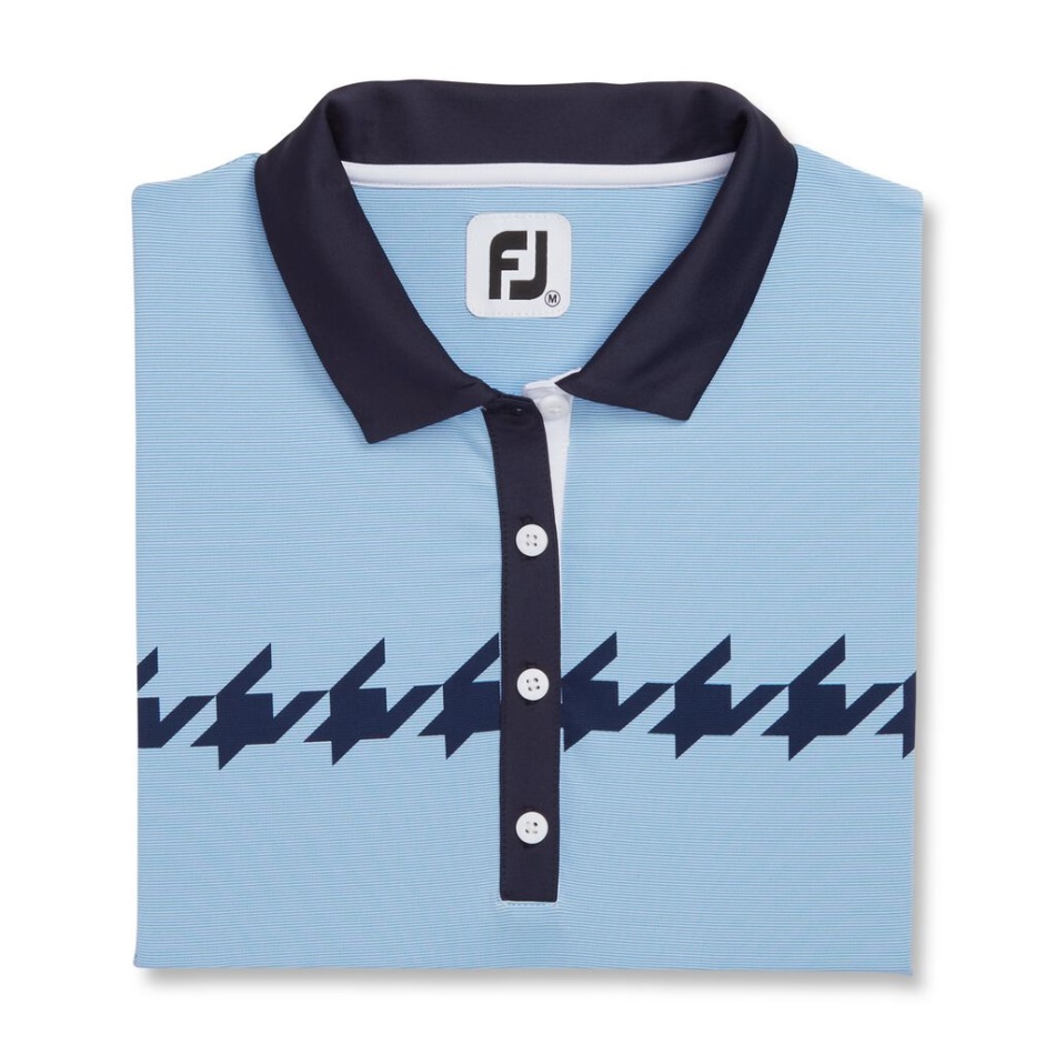 Boné Azul Footjoy Pt Manga Estampado Houndstooth Feminino