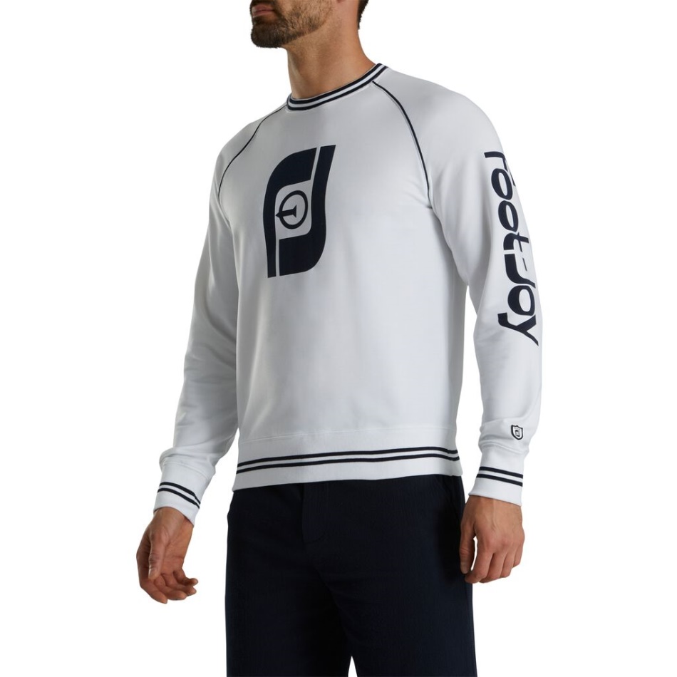 Branco Footjoy Pt Francês Terry Raglan Gola Redonda