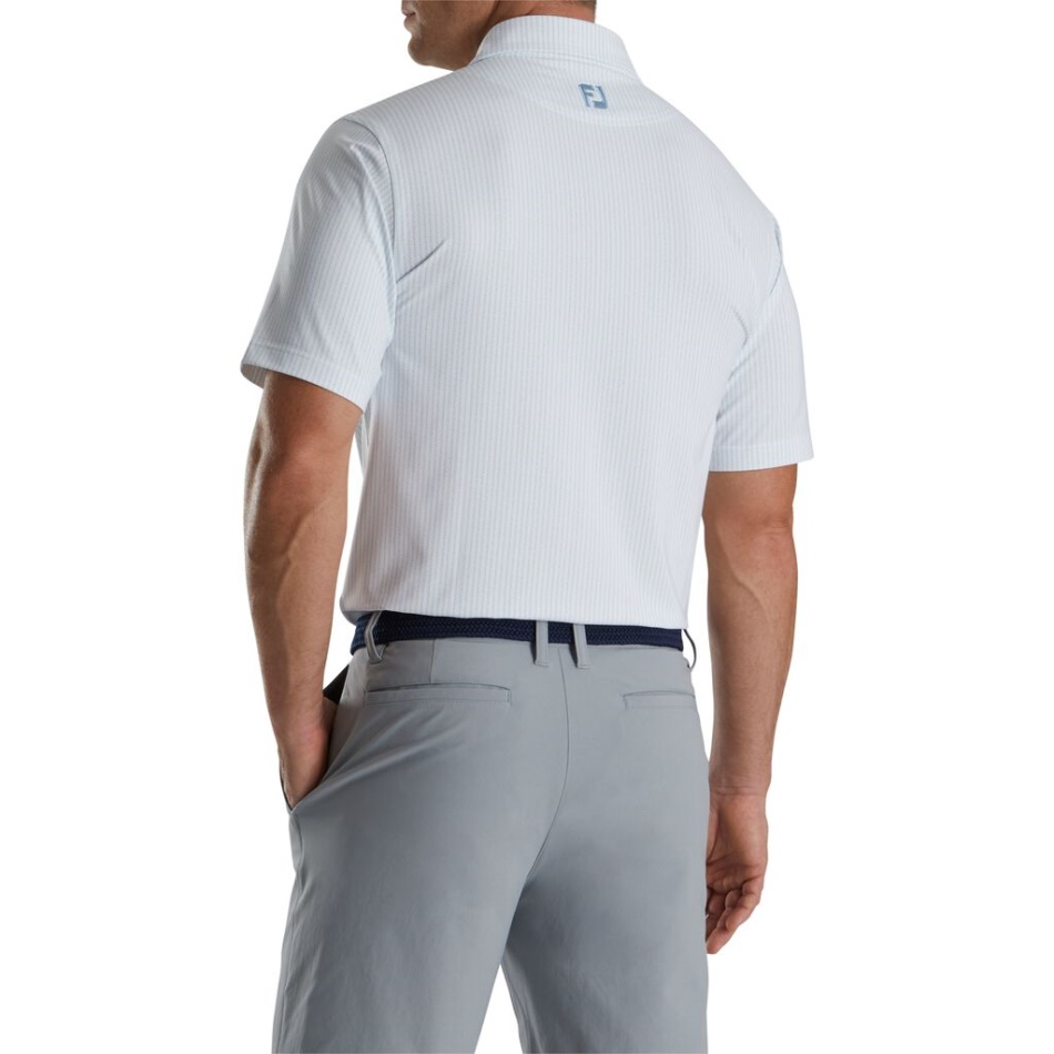 Branco-crepúsculo Azul Footjoy Pt Impressão Em Zigue-zague Lisle Gola Auto