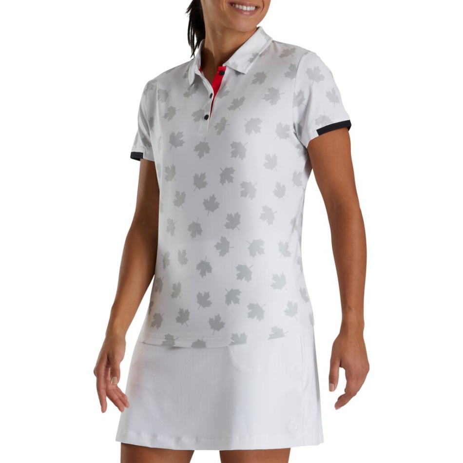 Branco-vermelho Footjoy Pt Estampa Folha Tonal Feminina