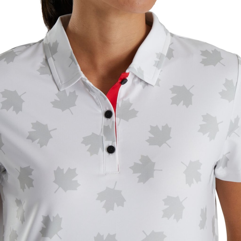 Branco-vermelho Footjoy Pt Estampa Folha Tonal Feminina