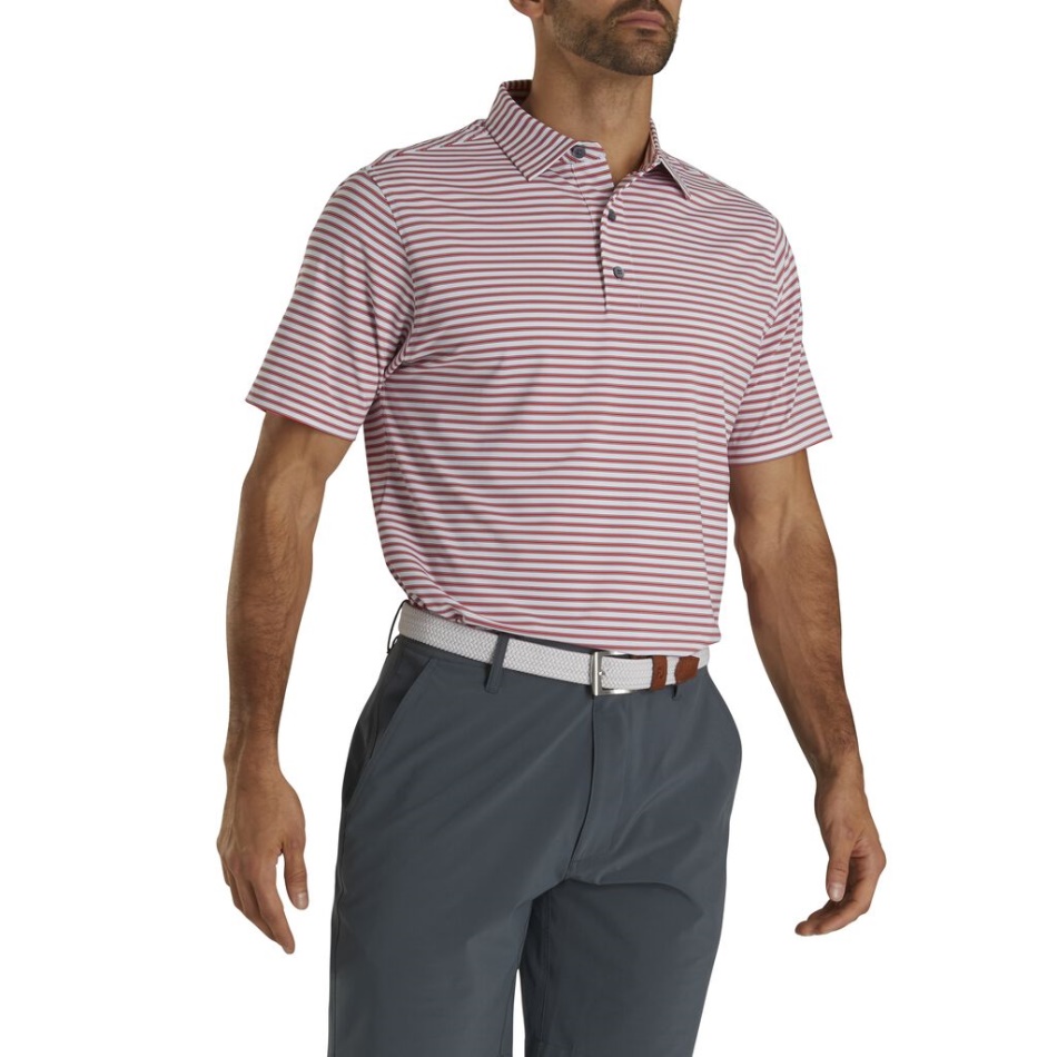 Branco-vermelho-marinho Footjoy Pt Stretch Lisle Risca De Giz