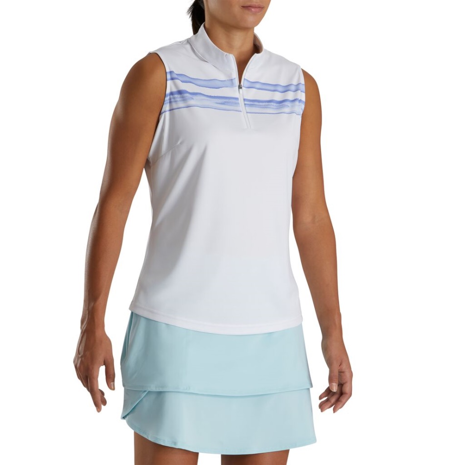 Branco-violeta Footjoy Pt Sem Mangas Bloco Aquarela Feminino - Estilo Da Temporada Anterior