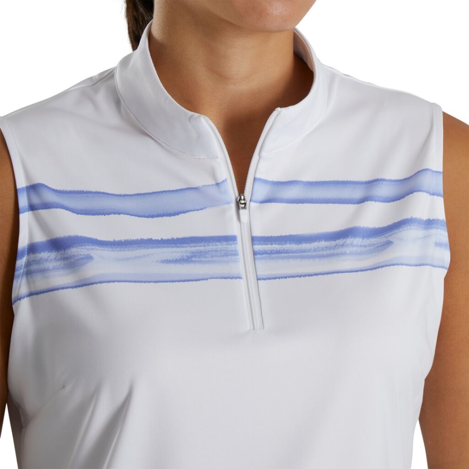 Branco-violeta Footjoy Pt Sem Mangas Bloco Aquarela Feminino - Estilo Da Temporada Anterior