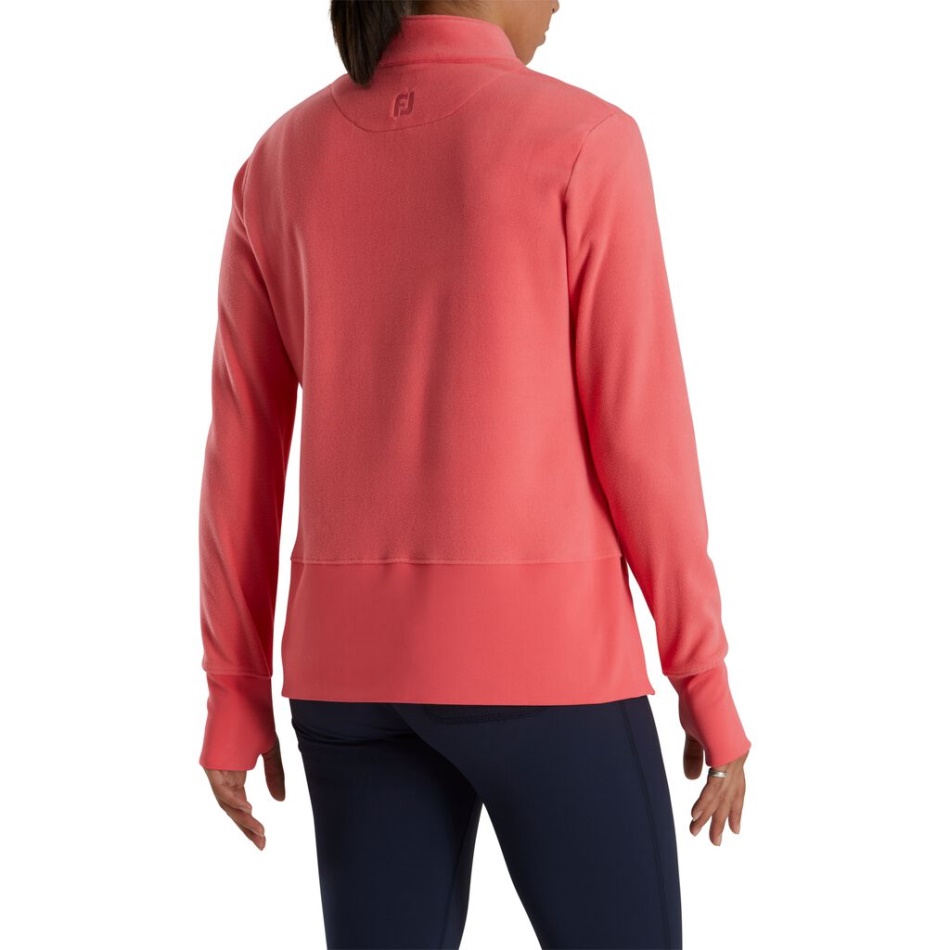 Camada Intermediária De Lã Com Meio Zíper Feminino Footjoy Pt Coral Brilhante