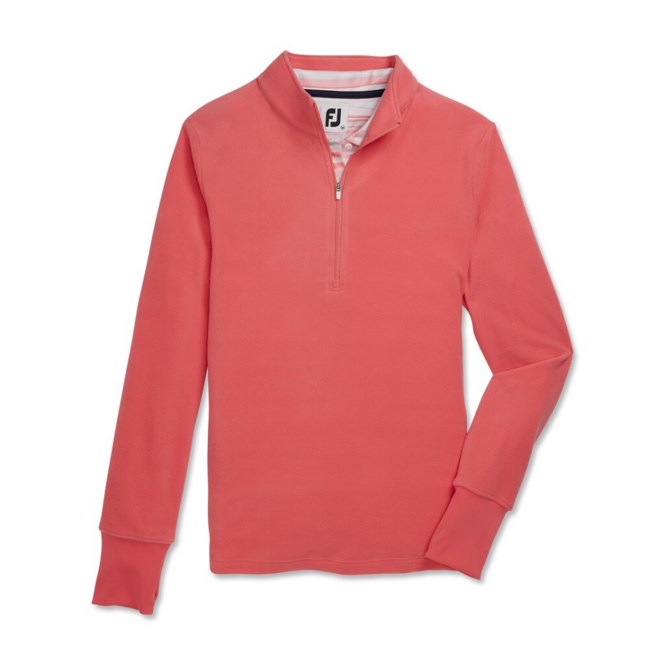 Camada Intermediária De Lã Com Meio Zíper Feminino Footjoy Pt Coral Brilhante