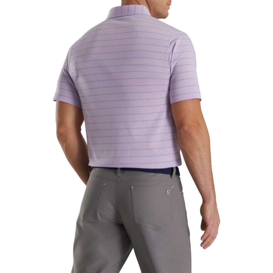 Camisa Atlética Com Listras Abertas E Colarinho Roxo Pálido-rio Rock Footjoy Pt