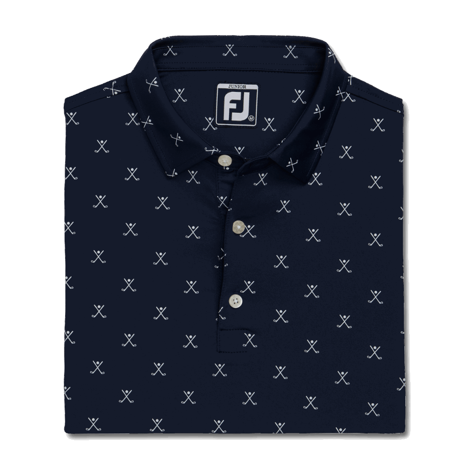 Camisa Azul Marinho Com Estampa De Golfe Junior Footjoy Pt