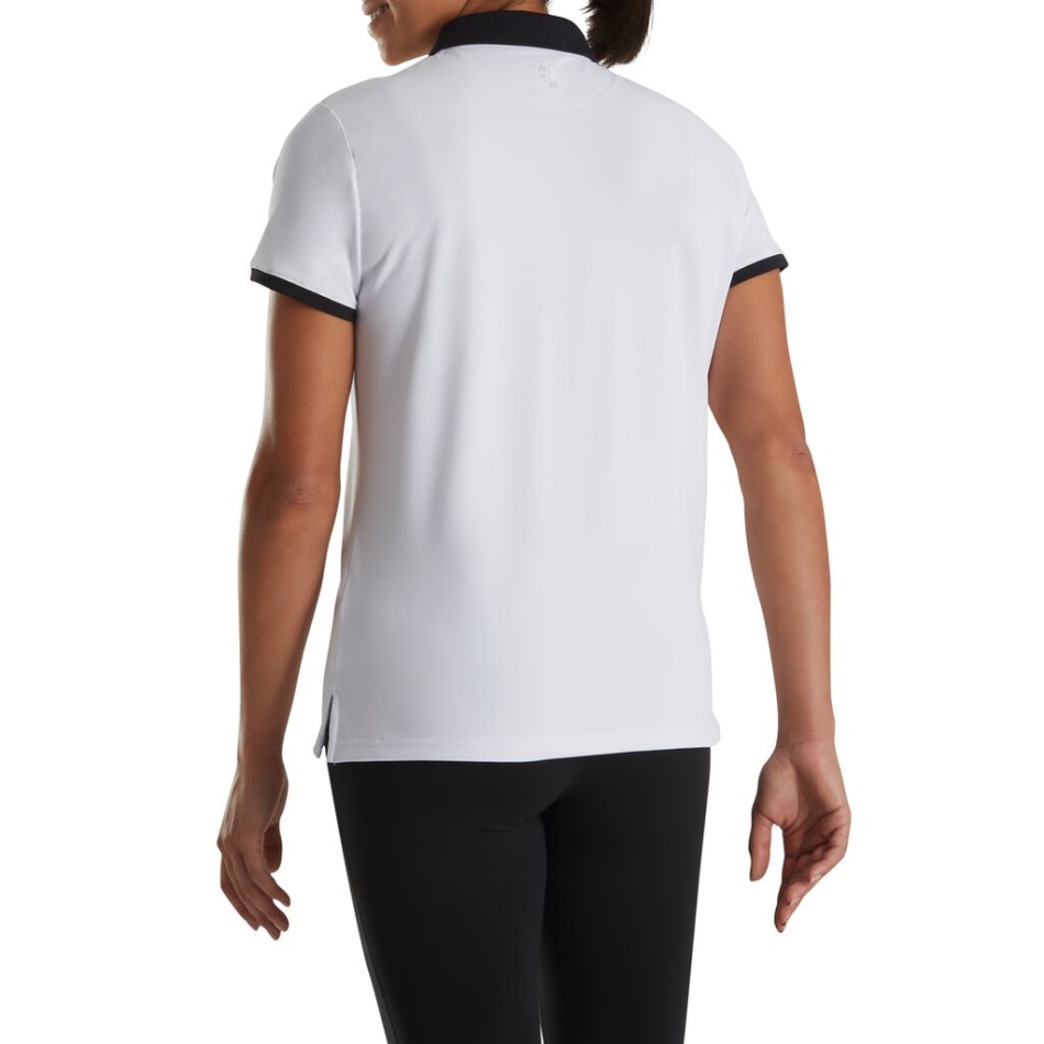 Camisa Branca E Preta Com Estampa Houndstooth Feminina Footjoy Pt