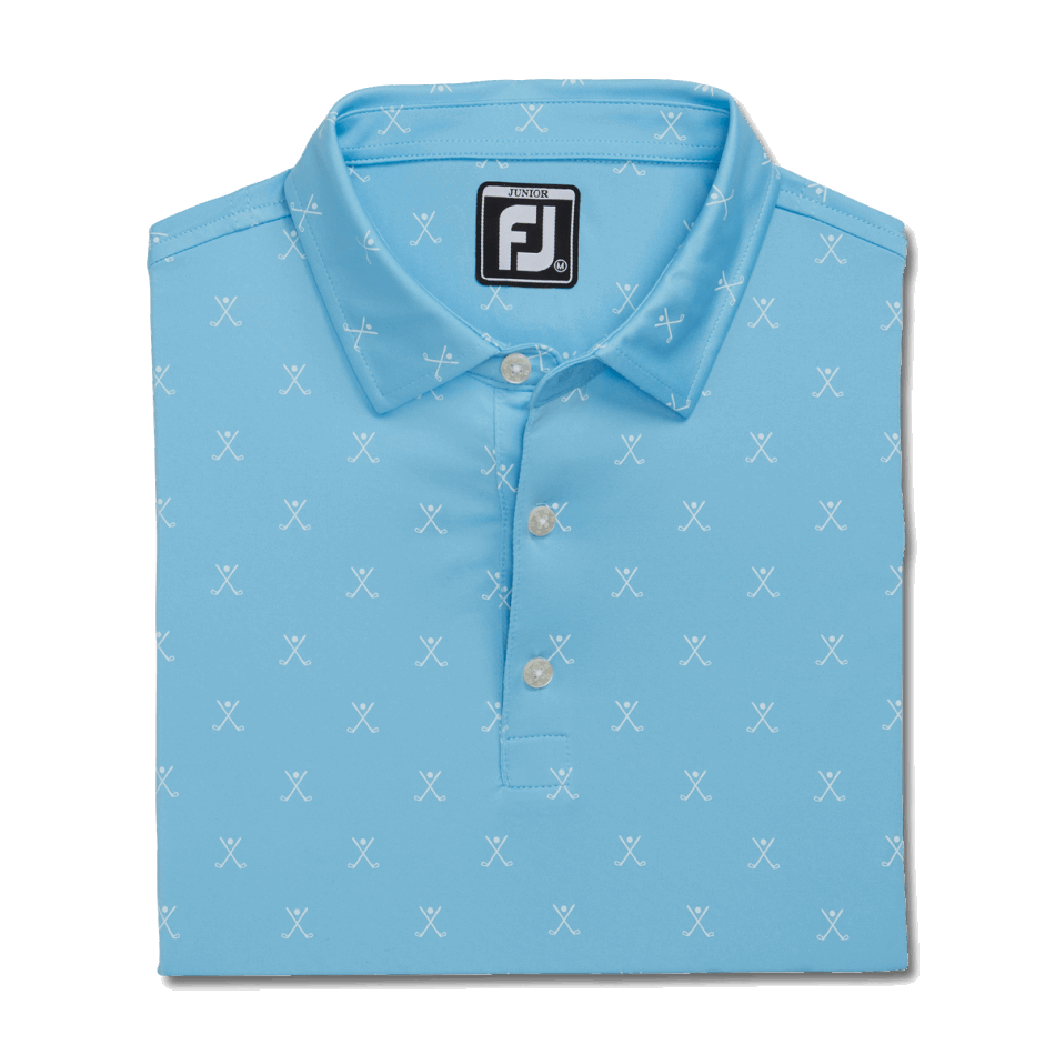 Camisa Com Estampa De Golfe Junior Footjoy Pt Azul Claro