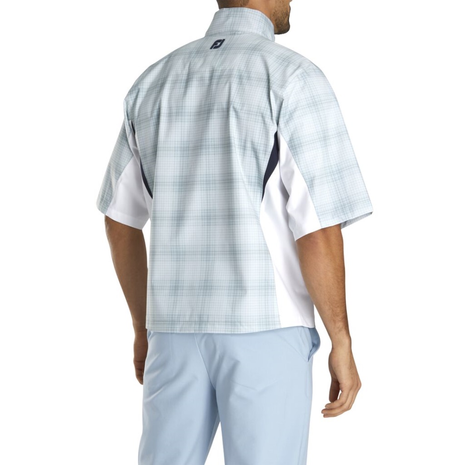 Camisa De Chuva De Manga Curta Footjoy Pt Xadrez Cinza-branco Hidrolite