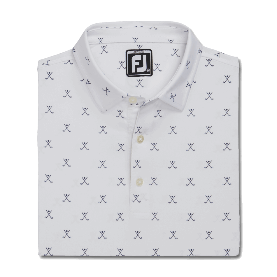 Camisa De Impressão De Golfe Júnior Branco Footjoy Pt
