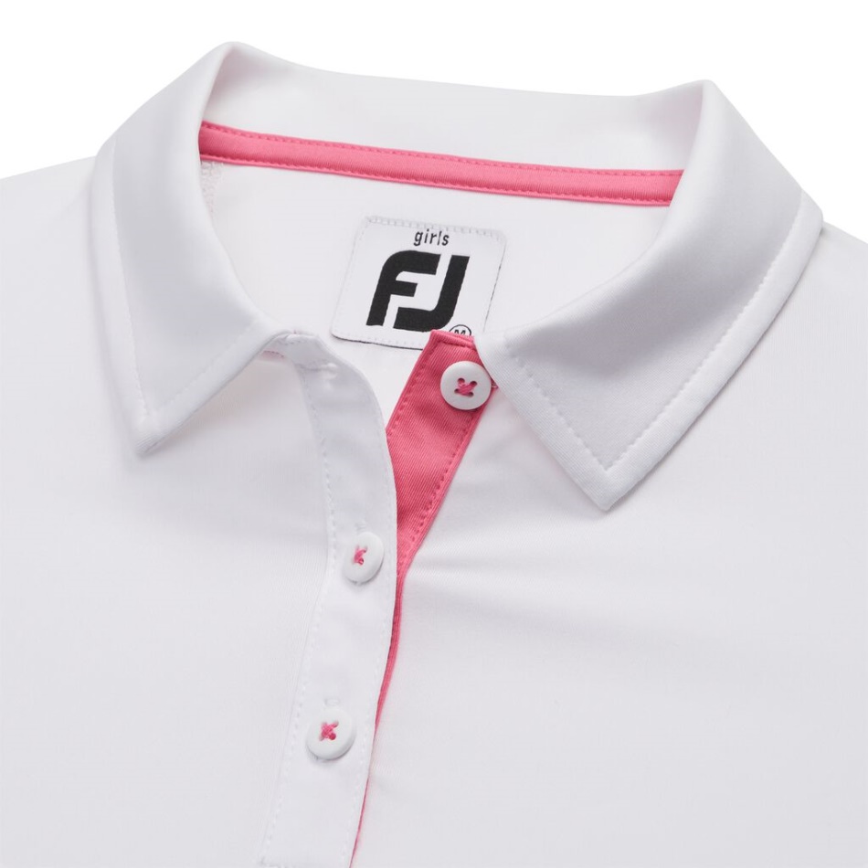 Camisa De Manga Curta Junior Girl Footjoy Pt Branco
