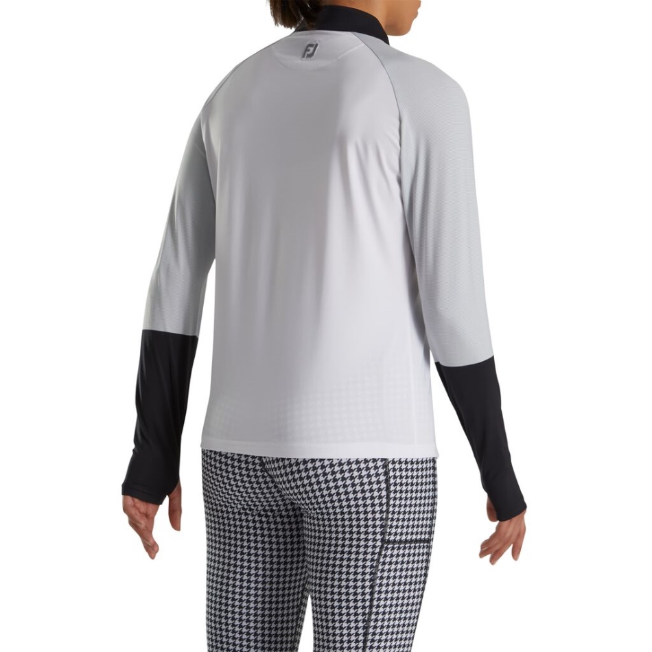 Camisa De Proteção Solar Com Micro Listras Branco-cinza-preto Feminino Footjoy Pt