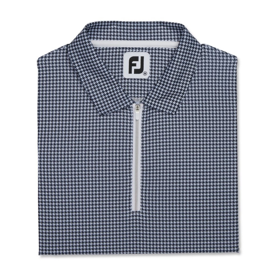 Camisa De Proteção Solar Footjoy Pt Azul Marinho Estampado Houndstooth Feminino
