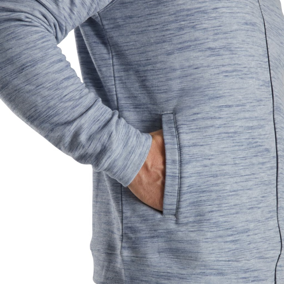 Camisa Footjoy Pt Heather Fleece Azul Marinho Com Zíper