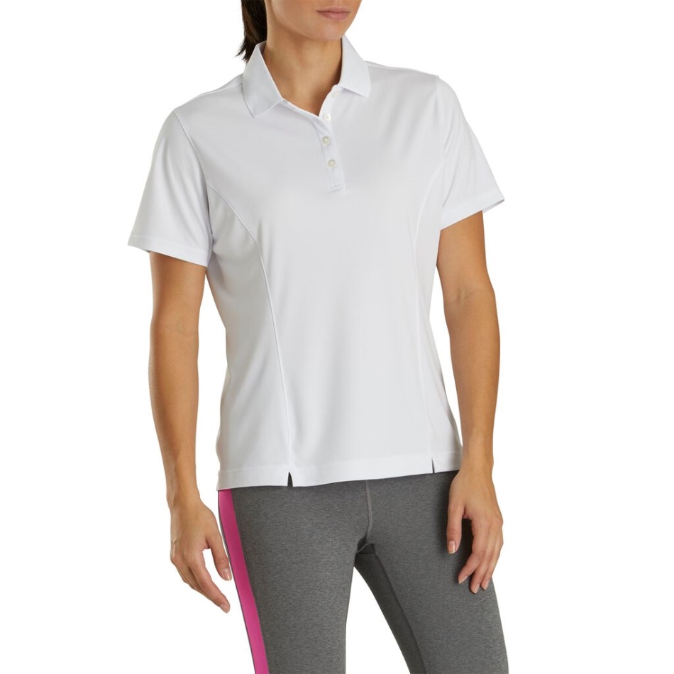 Camisa Interlock Prodry Colarinho Feminino Footjoy Pt Branco