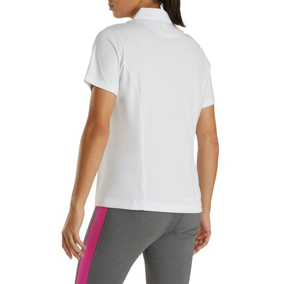 Camisa Interlock Prodry Colarinho Feminino Footjoy Pt Branco