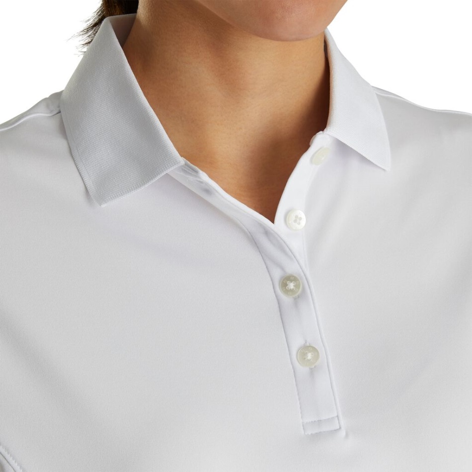 Camisa Interlock Prodry Colarinho Feminino Footjoy Pt Branco