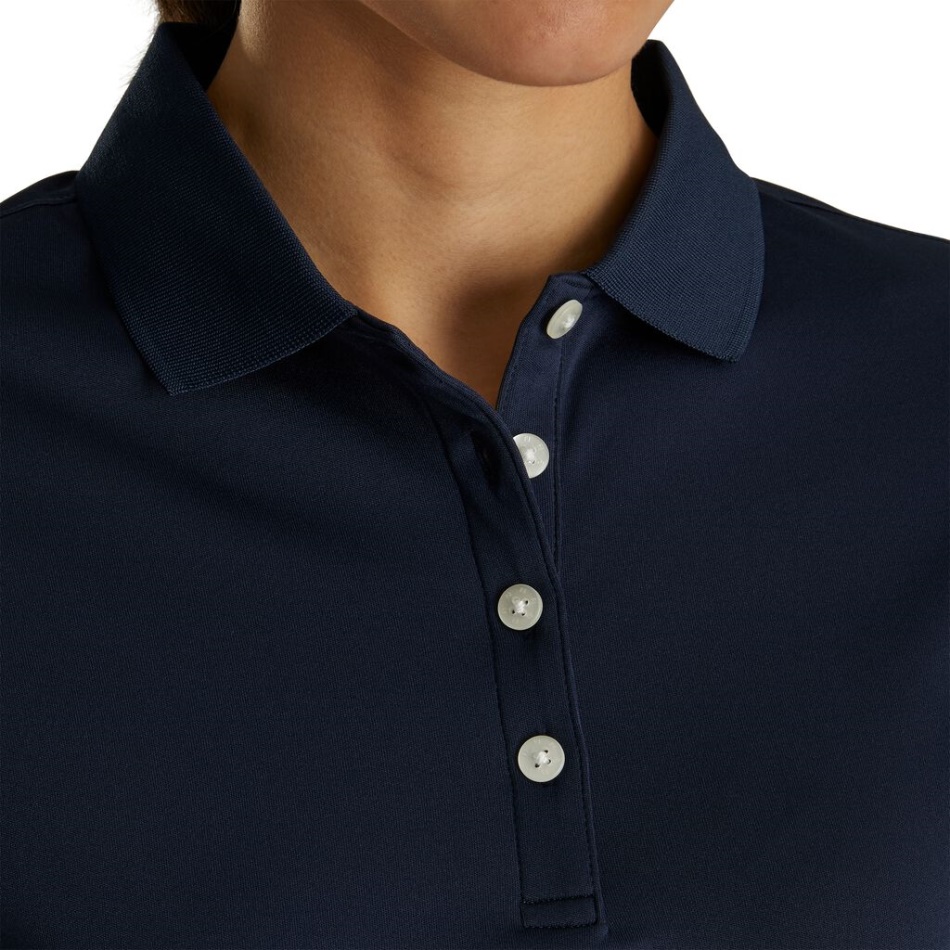 Camisa Interlock Prodry Gola Feminina Marinho Footjoy Pt