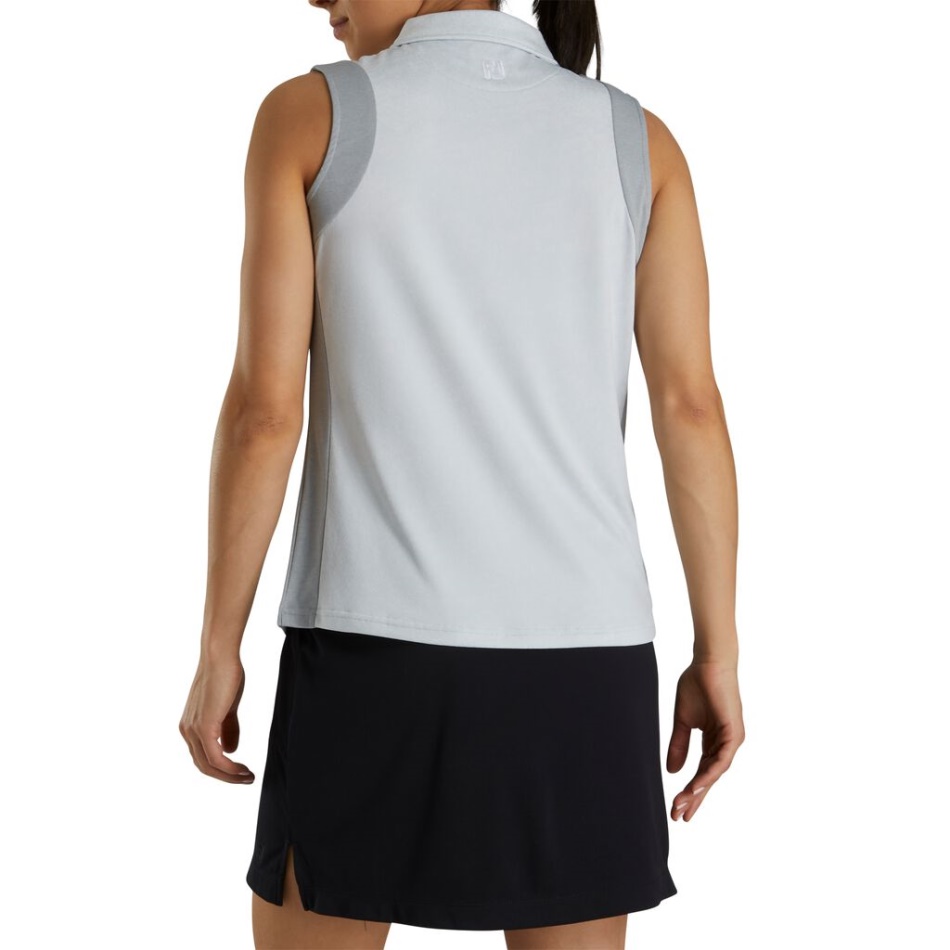 Camisa Jacquard Sem Mangas Cinza Urze Nas Costas Feminina Estilo Temporada Anterior Footjoy Pt