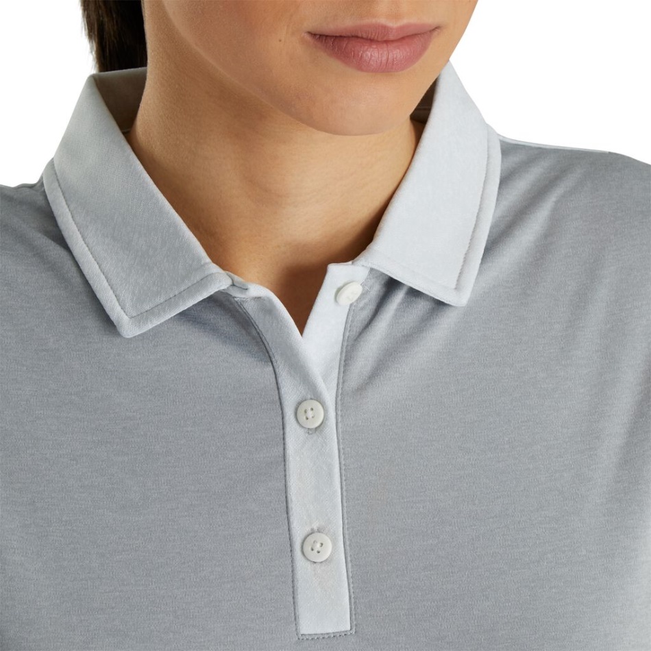 Camisa Jacquard Sem Mangas Cinza Urze Nas Costas Feminina Estilo Temporada Anterior Footjoy Pt