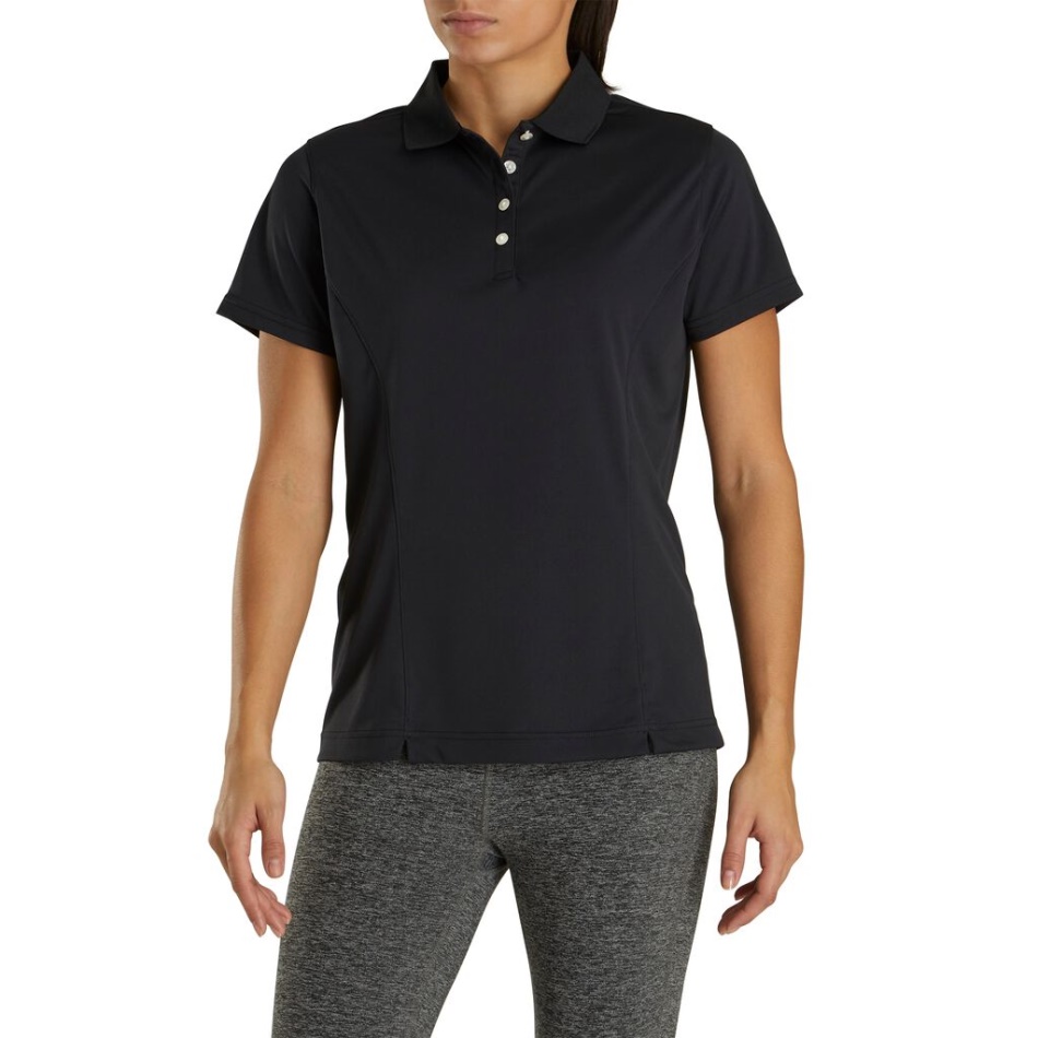 Camisa Preta Prodry Interlock Gola Feminina Footjoy Pt