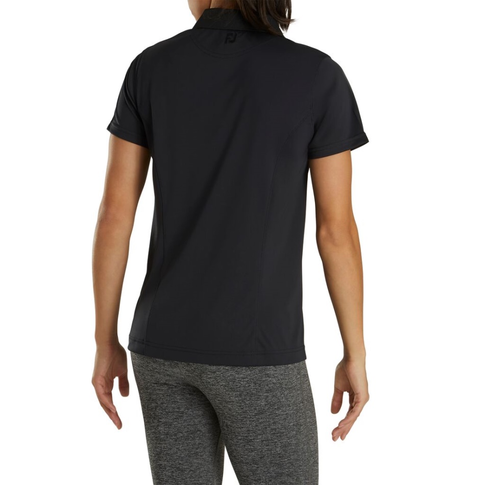 Camisa Preta Prodry Interlock Gola Feminina Footjoy Pt