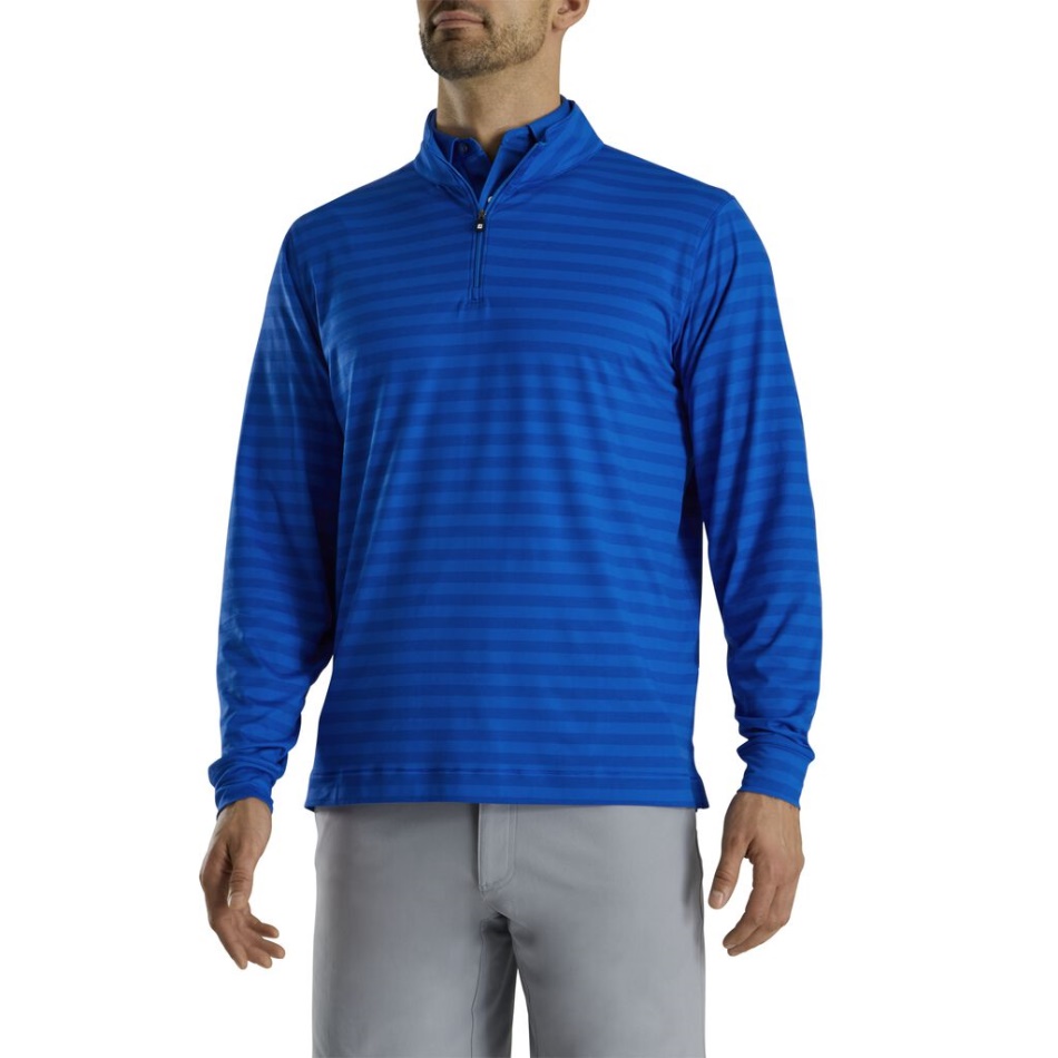 Camisa Pêssego Com Listras Tonais Quarto De Zíper Estilo Da Temporada Anterior Royal Footjoy Pt