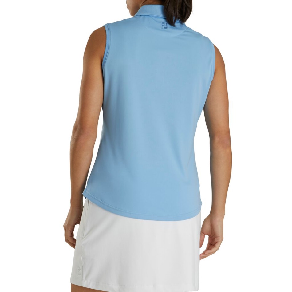 Camisa Sem Mangas Azul Claro Prodry Interlock Sem Mangas Colarinho Feminino Footjoy Pt