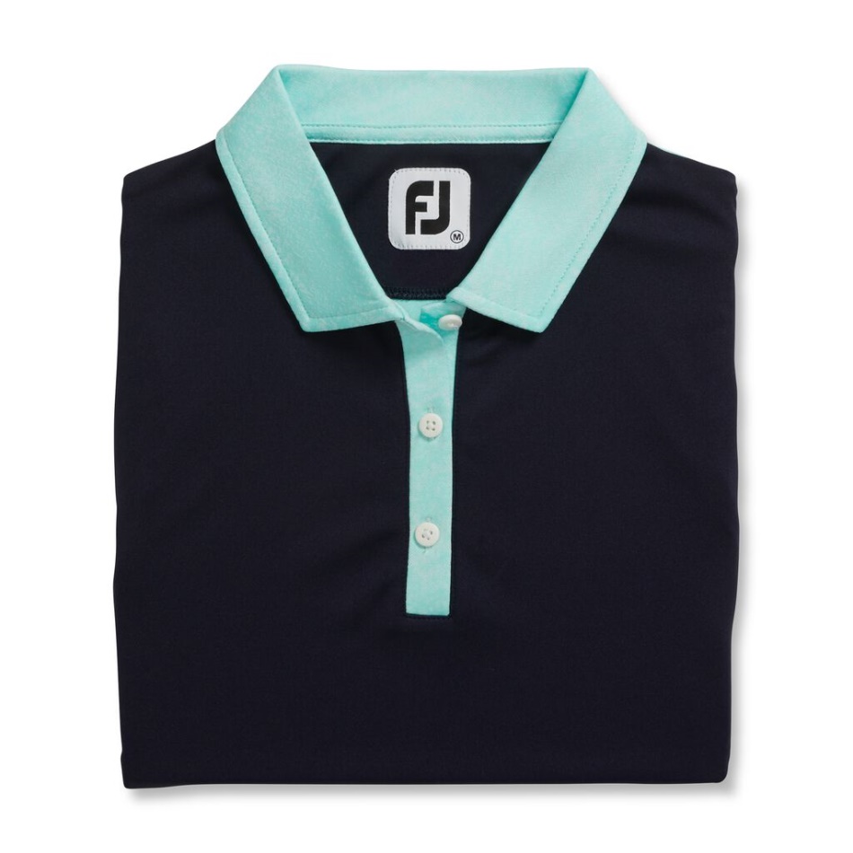 Camisa Sem Mangas Jacquard Nas Costas Feminina Estilo Temporada Anterior Footjoy Pt Navy