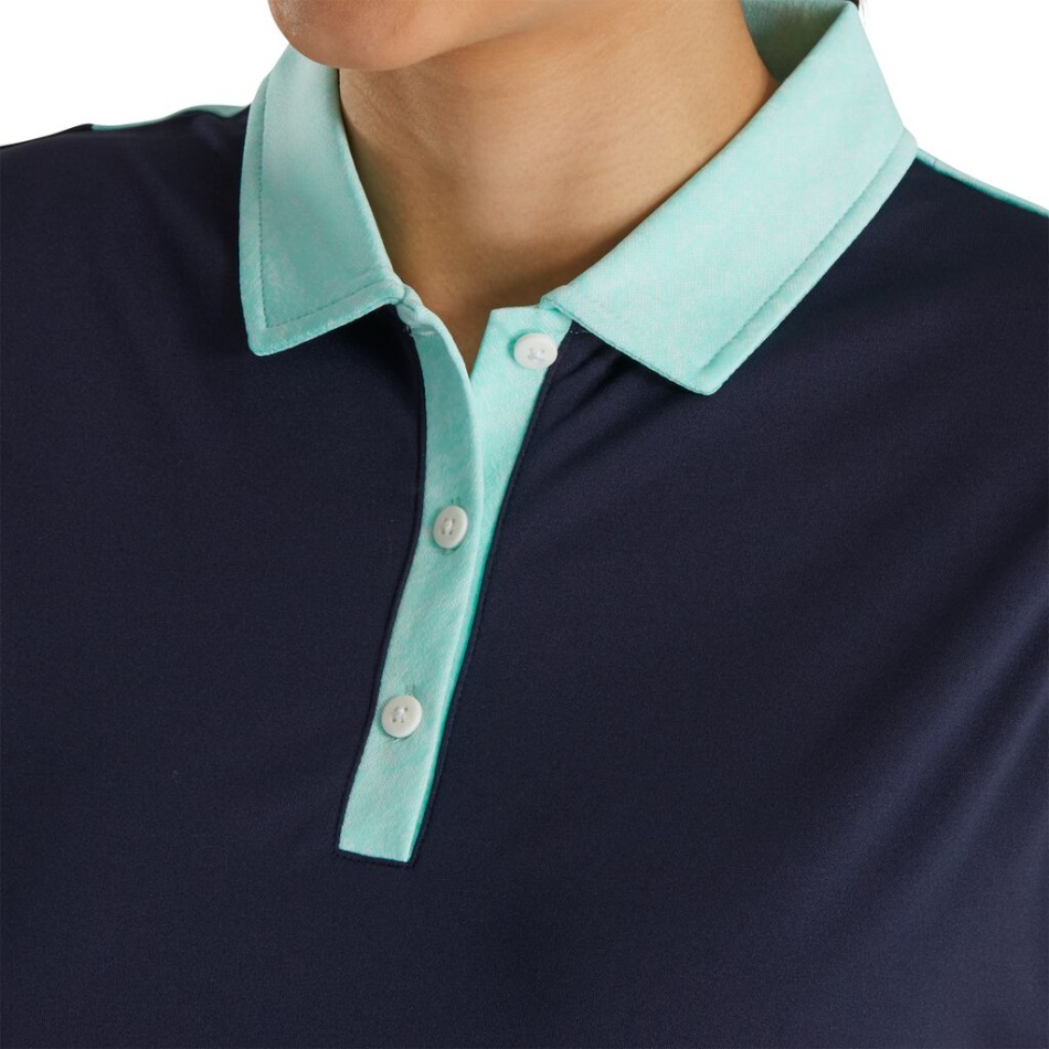 Camisa Sem Mangas Jacquard Nas Costas Feminina Estilo Temporada Anterior Footjoy Pt Navy