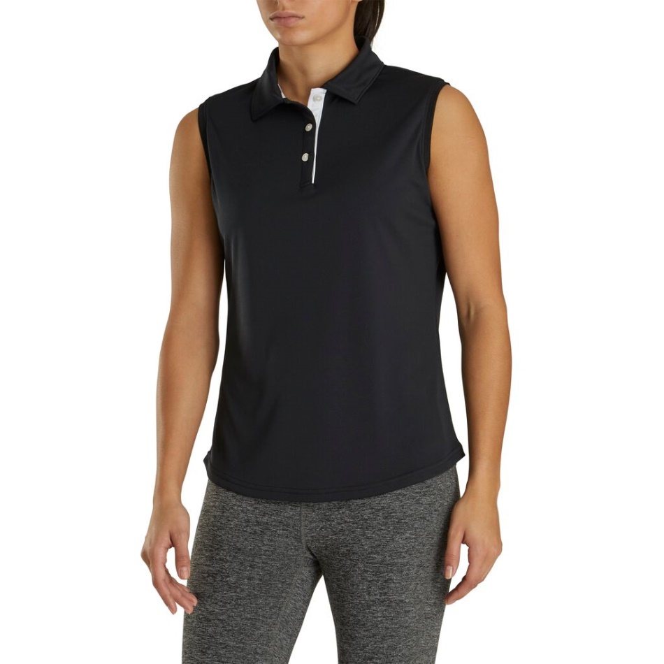 Camisa Sem Mangas Prodry Interlock Sem Mangas Feminina Preta Footjoy Pt