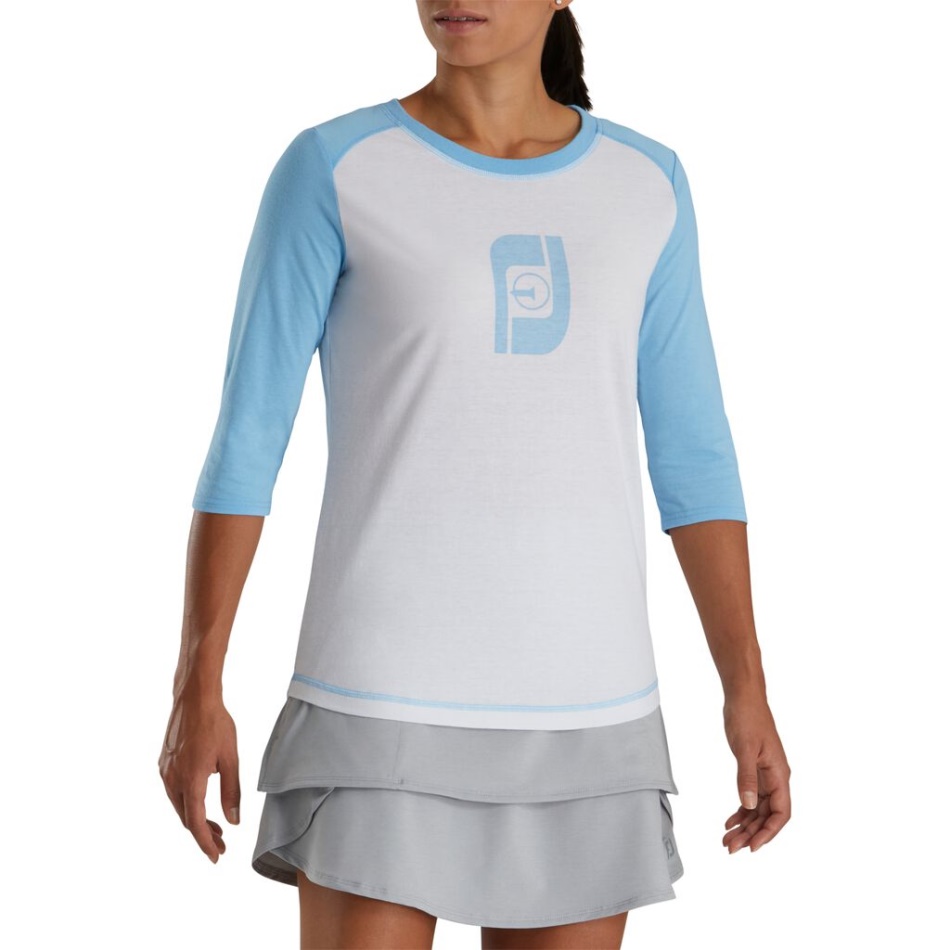 Camiseta De Beisebol Com Estampa Azul Claro Fj Heritage Para Mulheres Footjoy Pt