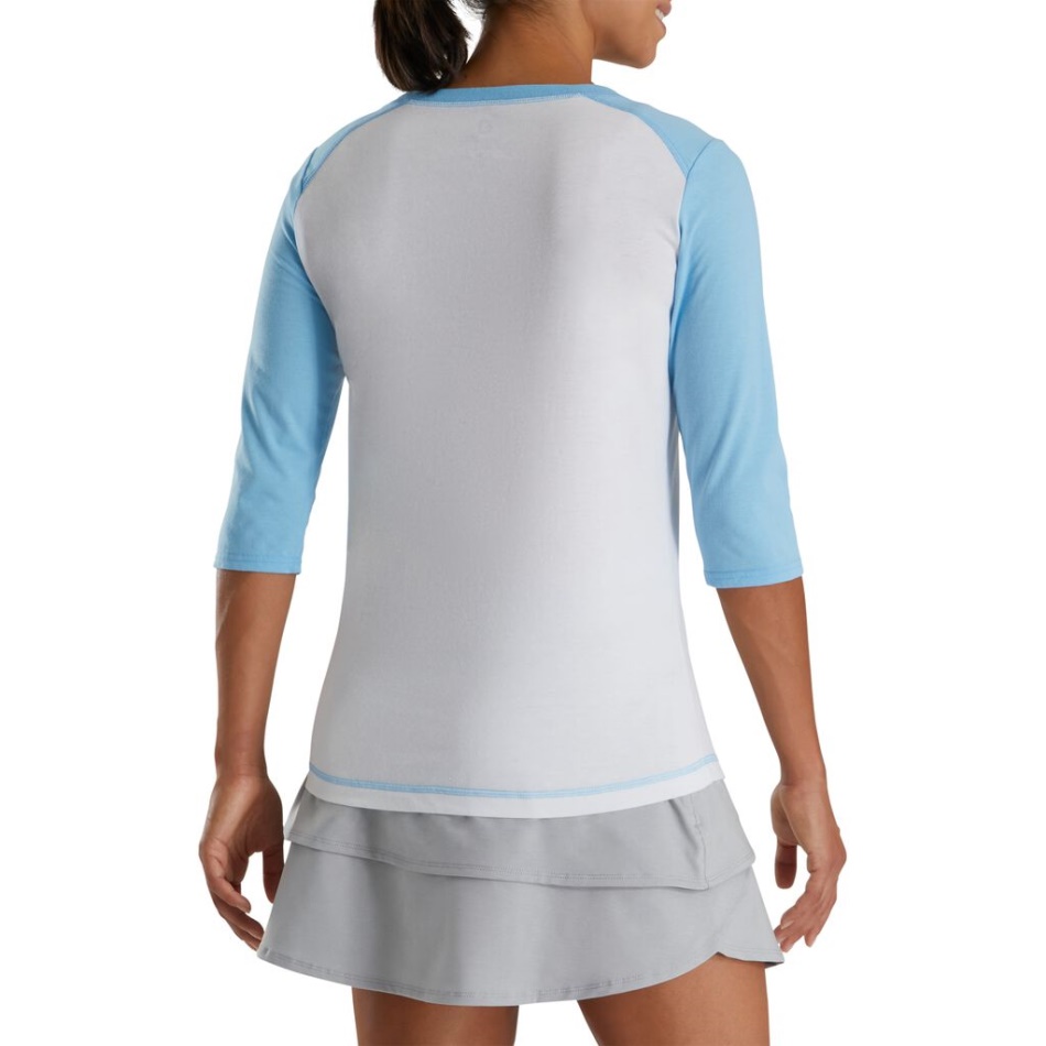 Camiseta De Beisebol Com Estampa Azul Claro Fj Heritage Para Mulheres Footjoy Pt