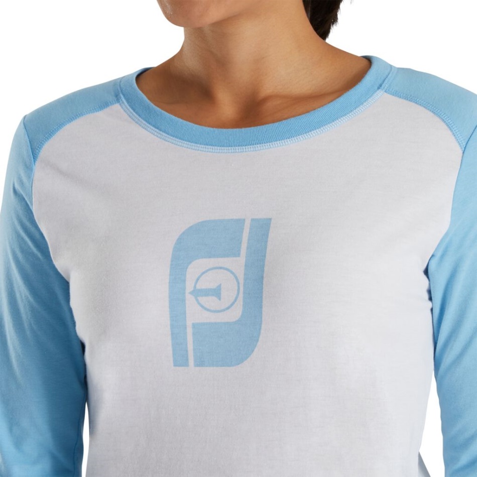 Camiseta De Beisebol Com Estampa Azul Claro Fj Heritage Para Mulheres Footjoy Pt