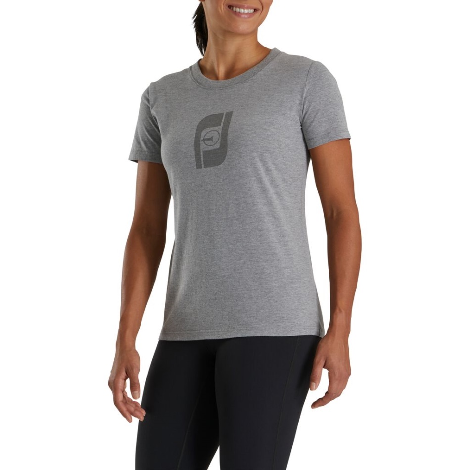 Camiseta Feminina Footjoy Pt Cinza Fj Heritage Gráfico Estilo Da Estação Anterior