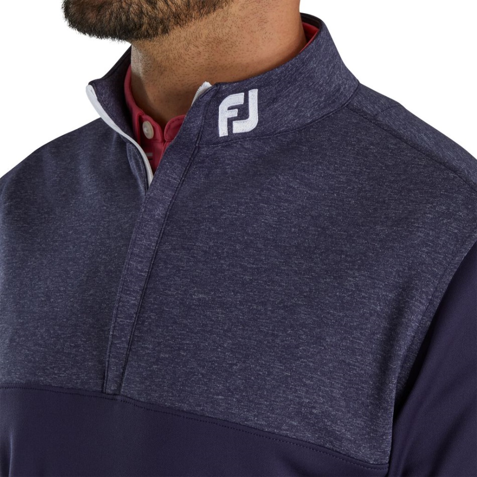 Canga Heather Meio Zíper Camada Intermediária - Gola Fj Tour Footjoy Pt Navy
